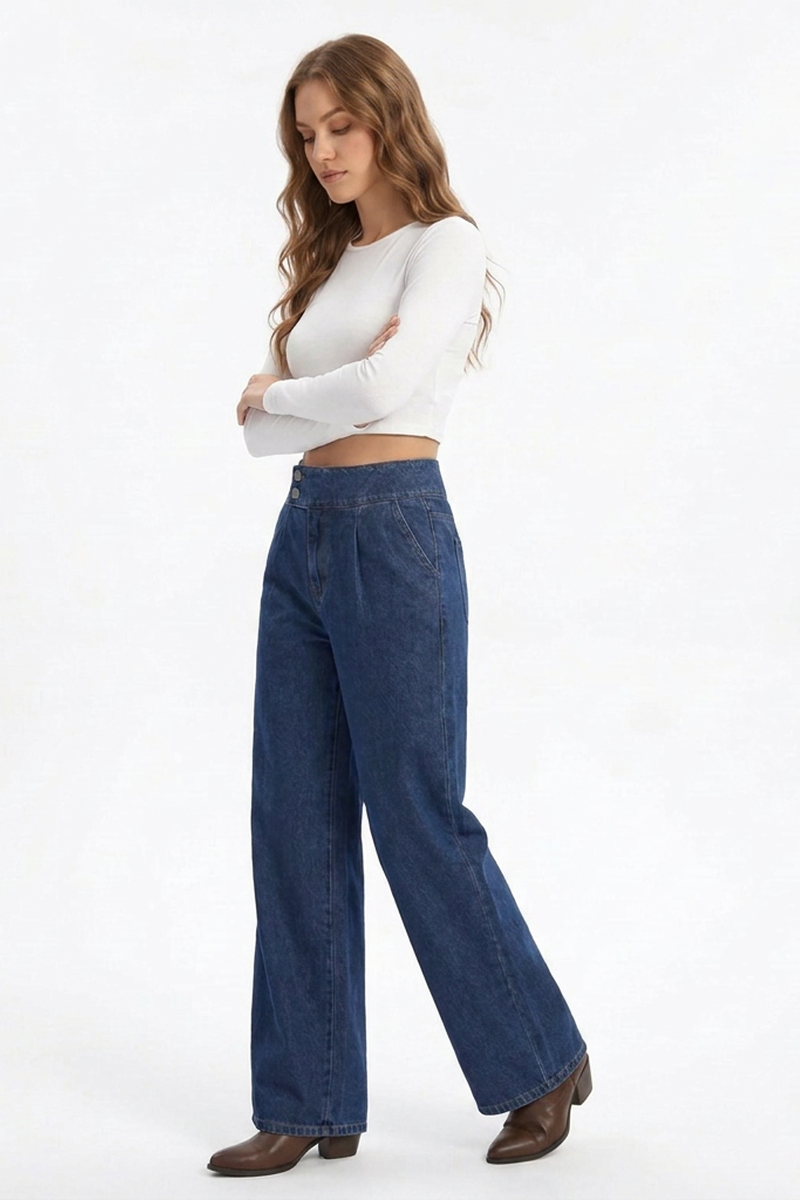 Women's Vintage High-Waisted Straight-Leg Jeans