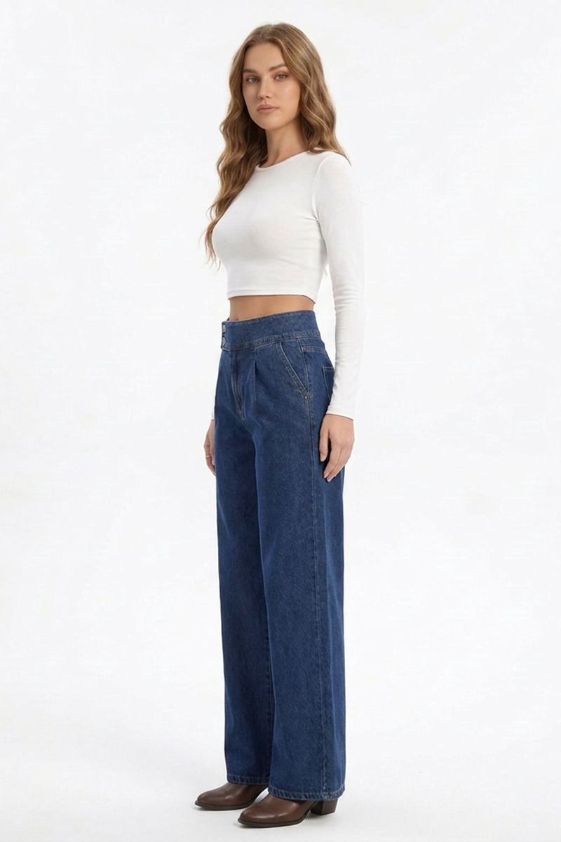 Women's Vintage High-Waisted Straight-Leg Jeans