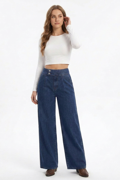 Women's Vintage High-Waisted Straight-Leg Jeans