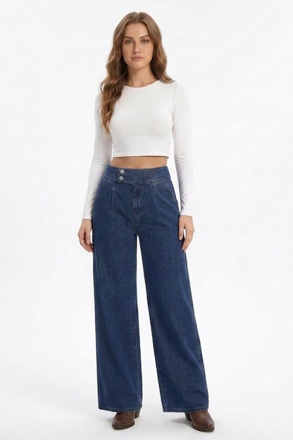 Women's Vintage High-Waisted Straight-Leg Jeans