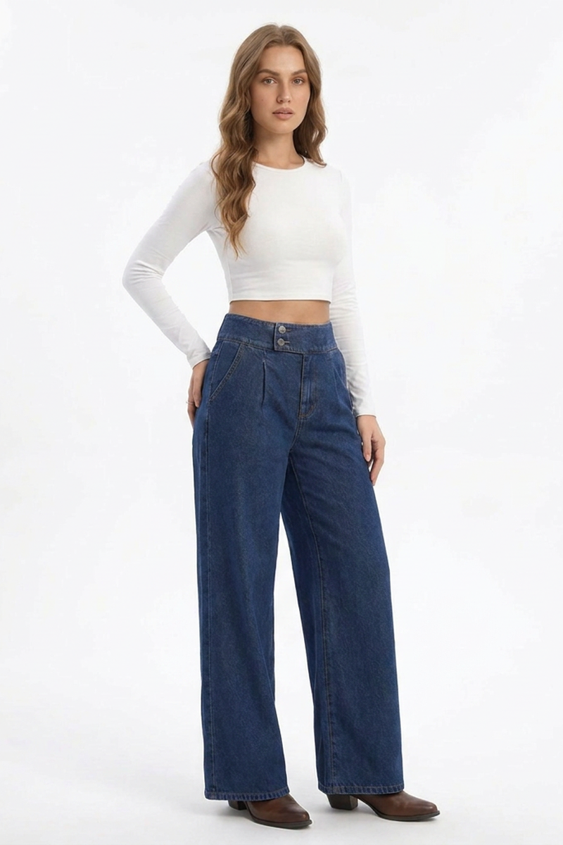 Women's Vintage High-Waisted Straight-Leg Jeans