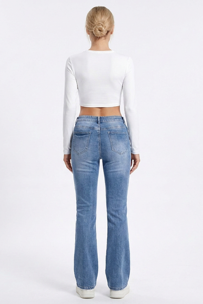 Women's Blue Vintage Wash Slim Fit Bootcut Jeans