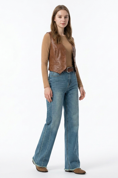 Women's High-Waisted Vintage Stretch Straight-Leg Jeans