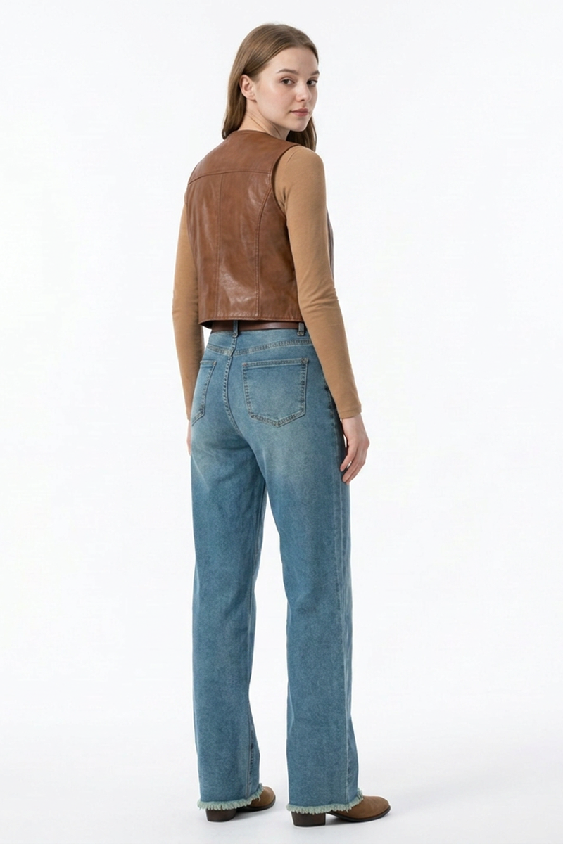 Women's High-Waisted Vintage Stretch Straight-Leg Jeans