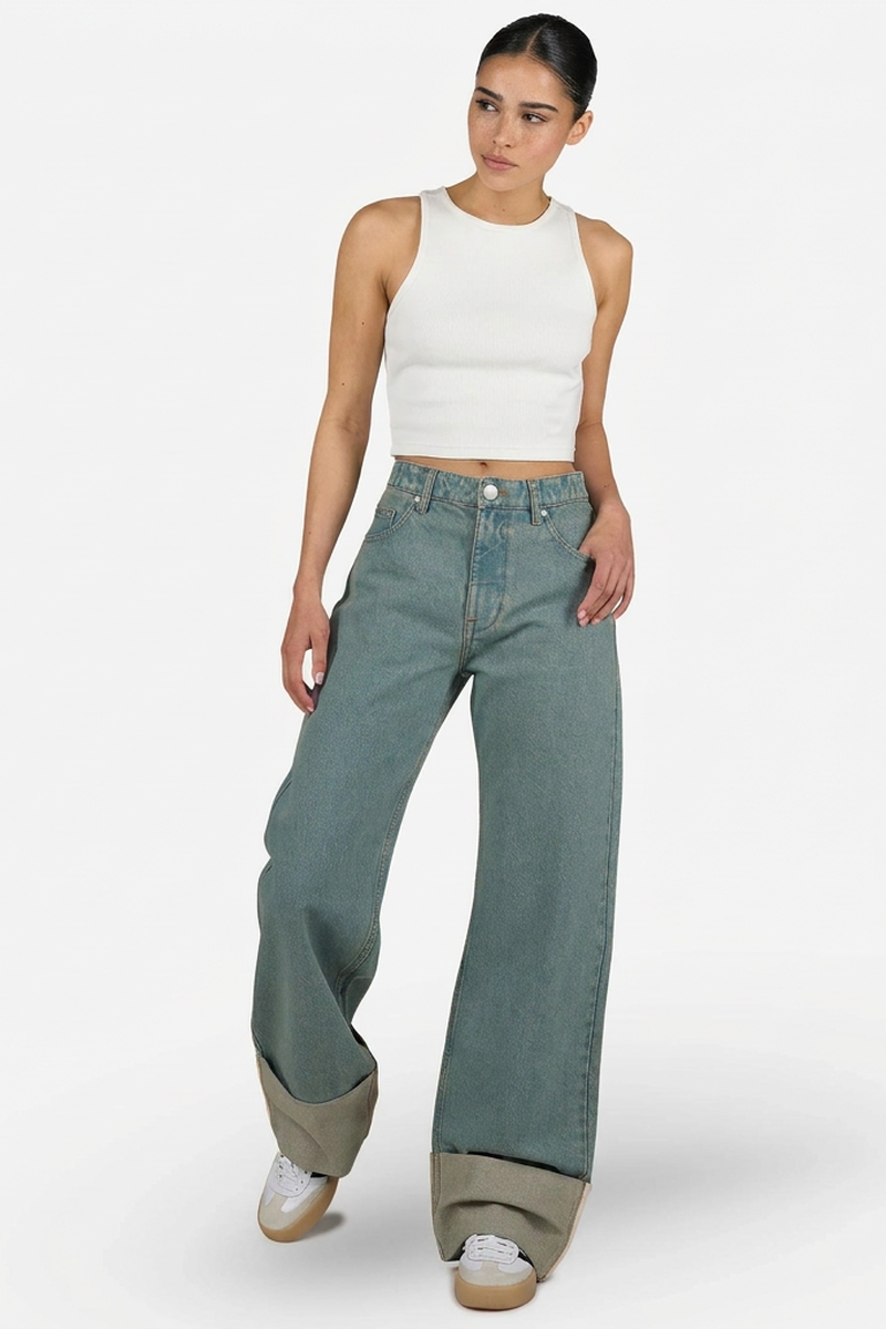 Women's Vintage Wash Loose Fit Wide-Leg Jeans