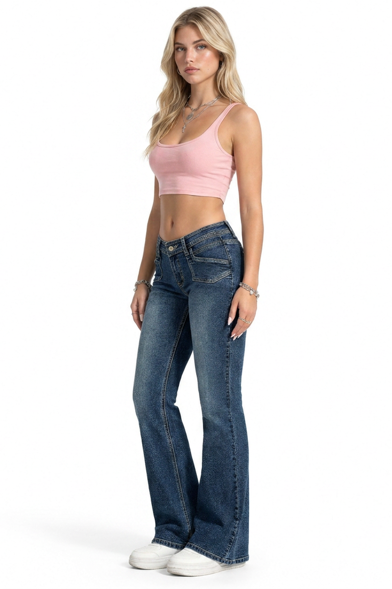 Women's Vintage Wash High-Waisted Flare Jeans