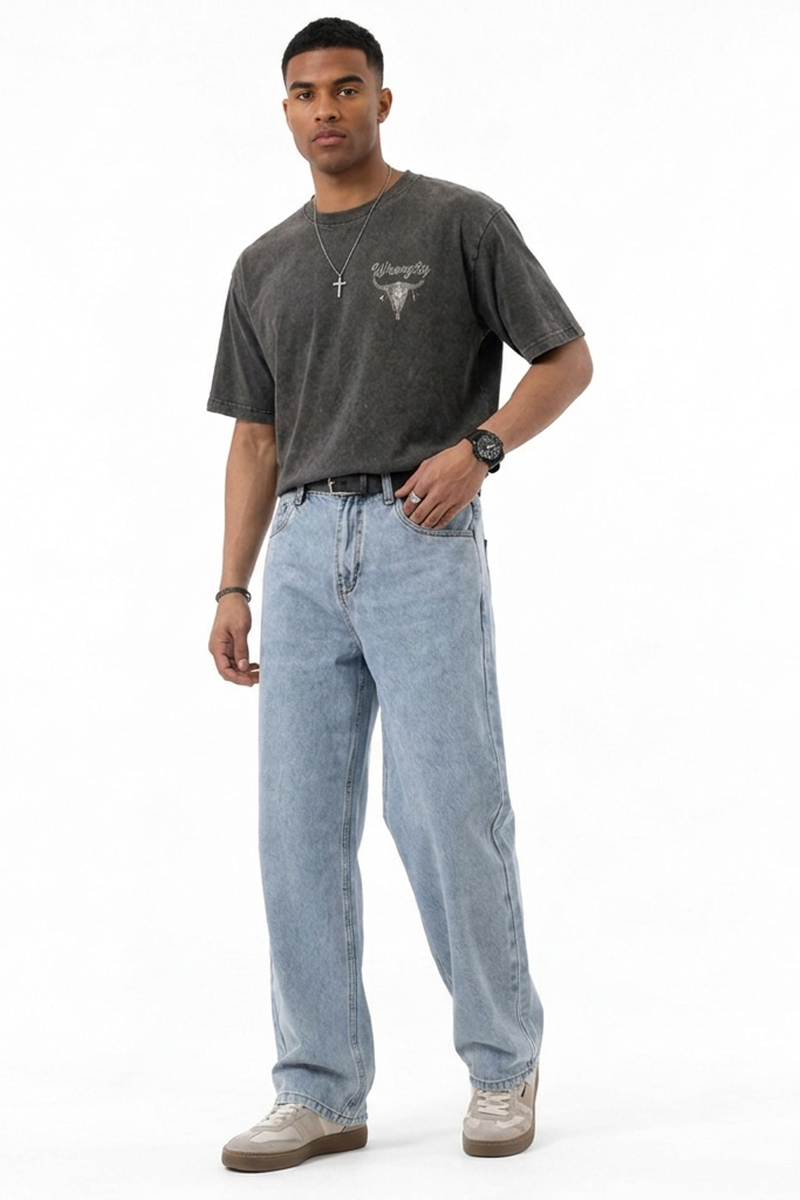 Men's Vintage Wash Straight-Leg Jeans