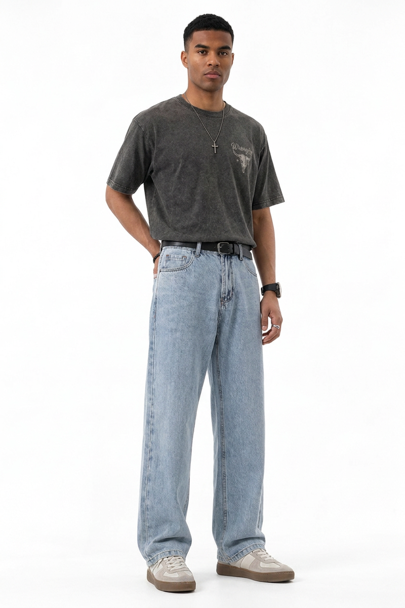 Men's Vintage Wash Straight-Leg Jeans