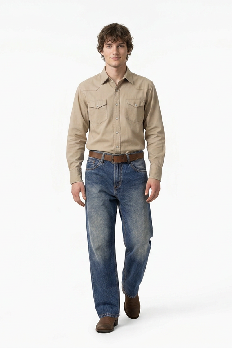 Men's Classic Fit Wash Vintage Straight Jeans