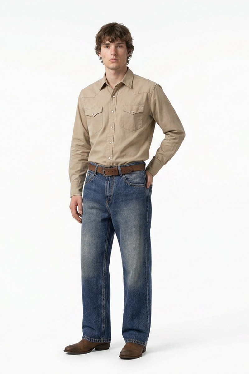 Men's Classic Fit Wash Vintage Straight Jeans