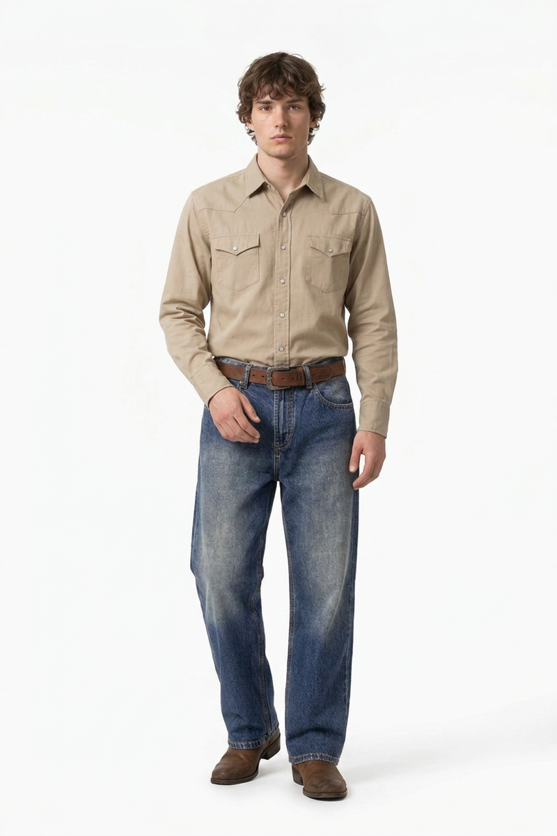 Men's Classic Fit Wash Vintage Straight Jeans