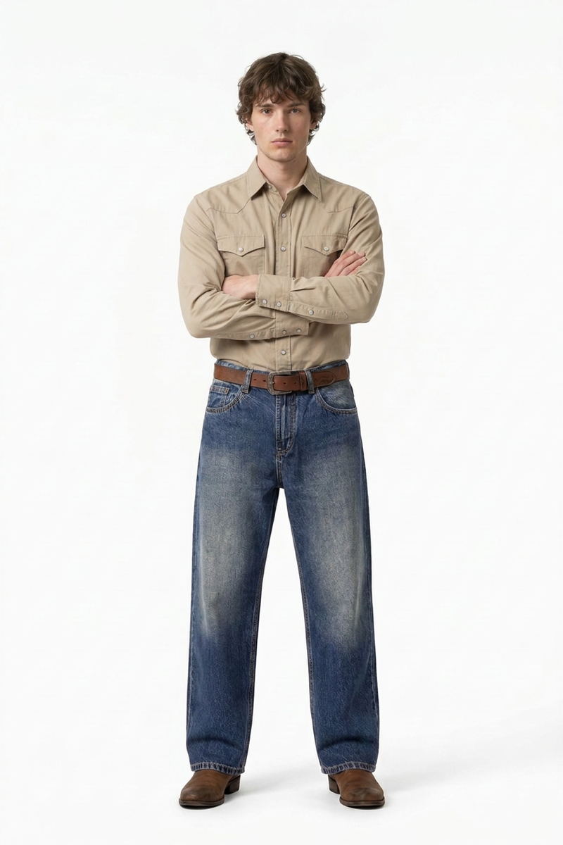 Men's Classic Fit Wash Vintage Straight Jeans