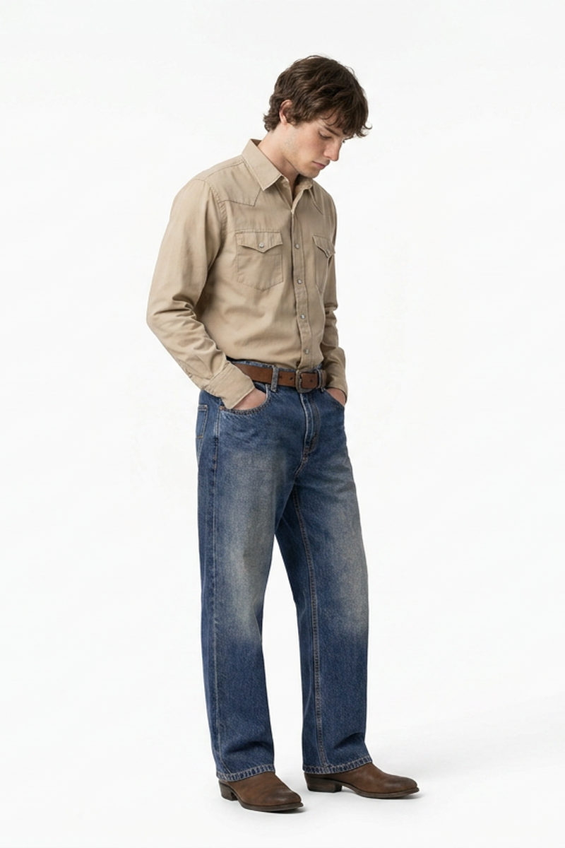 Men's Classic Fit Wash Vintage Straight Jeans