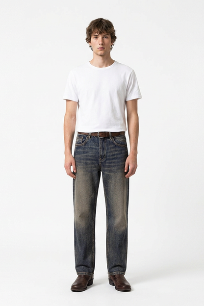 Men's Vintage Wash Straight-Leg Jeans
