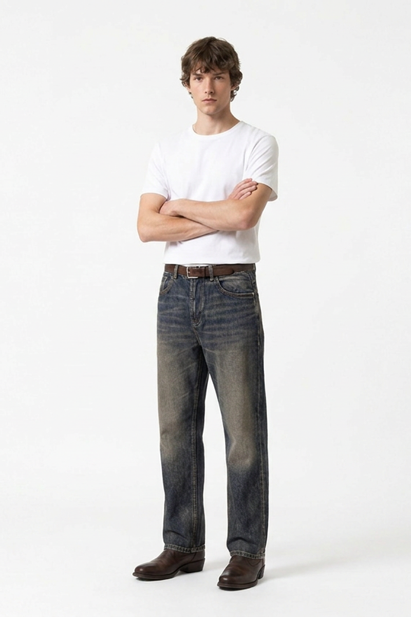 Men's Vintage Wash Straight-Leg Jeans