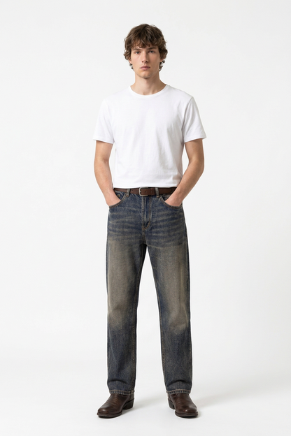 Men's Vintage Wash Straight-Leg Jeans