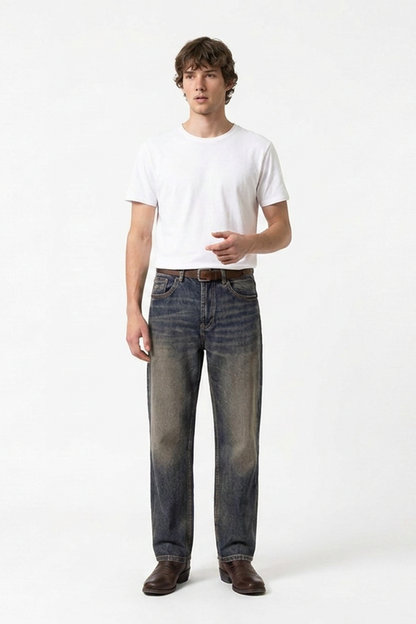 Men's Vintage Wash Straight-Leg Jeans