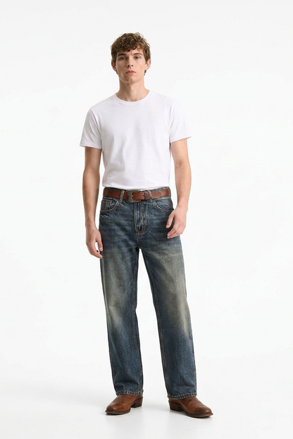 Men's Vintage Blue Straight-Leg Jeans