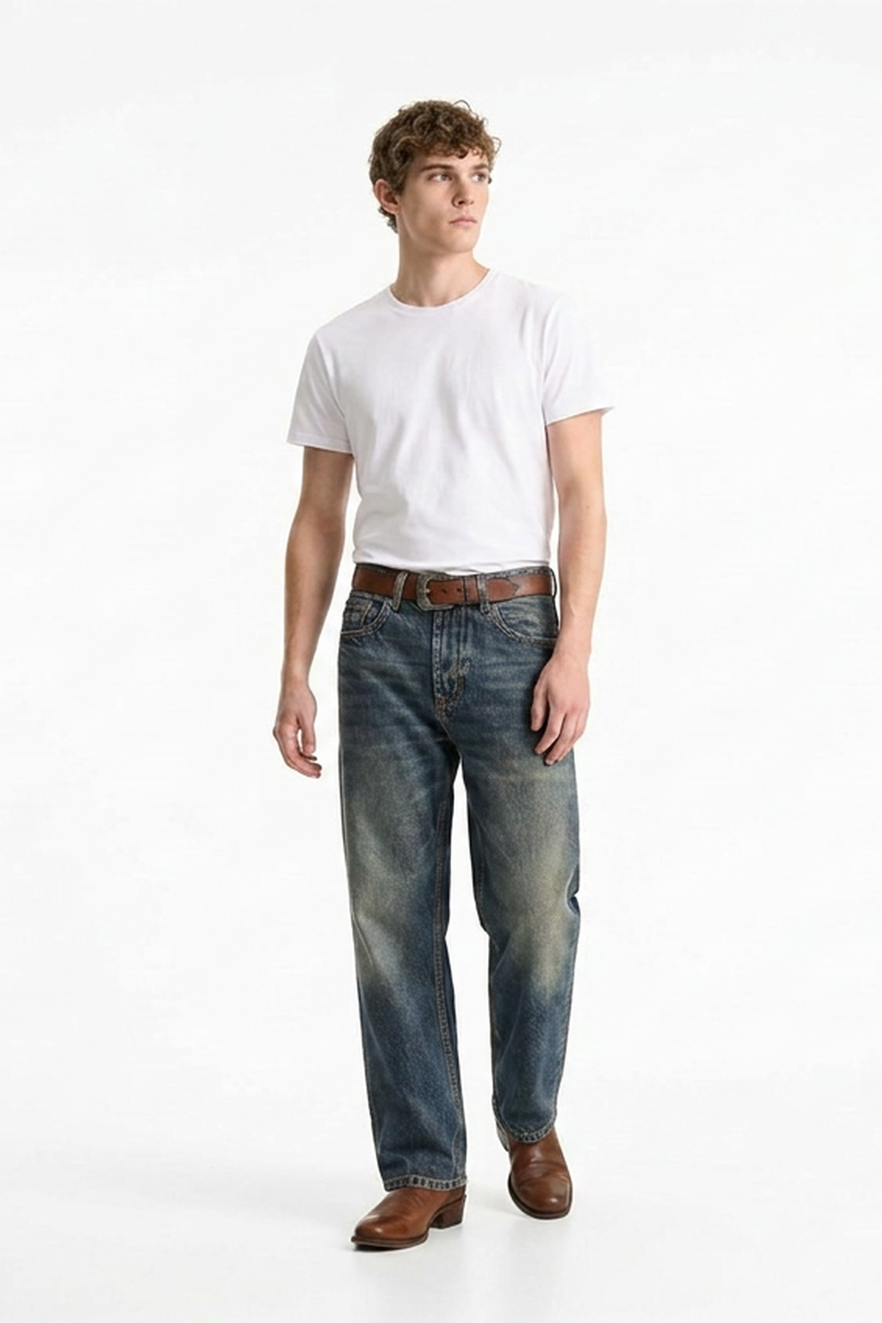 Men's Vintage Blue Straight-Leg Jeans