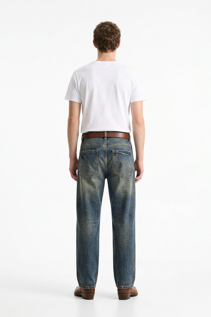 Men's Vintage Blue Straight-Leg Jeans