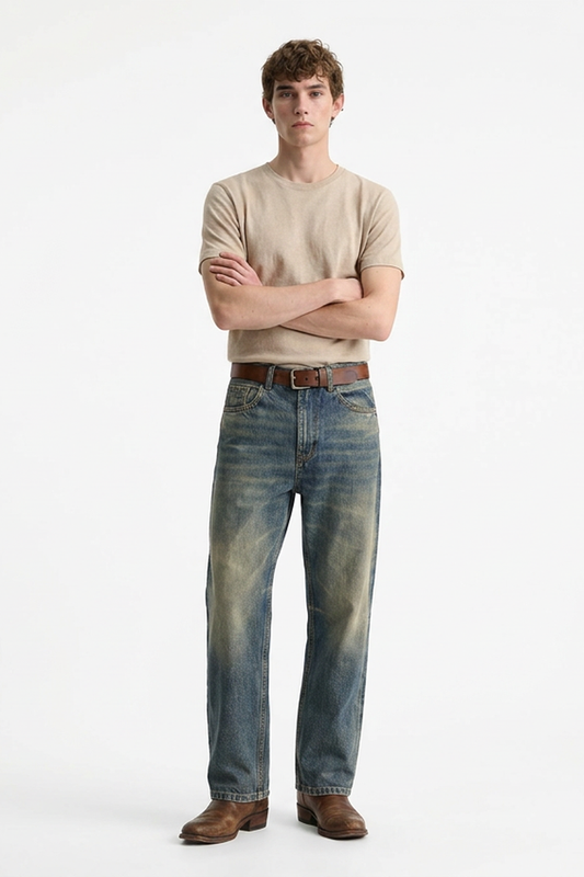 Men's Vintage Wash Classic Straight Jeans