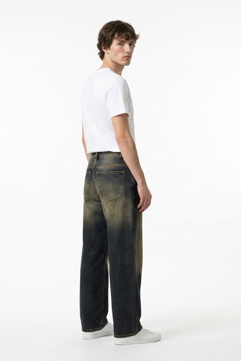 Men's Soft Vintage Wash Baggy Straight-Leg Jeans