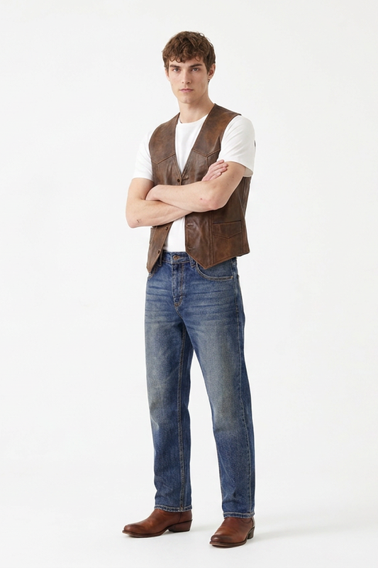 Men's Vintage Wash Stretch Tapered Denim