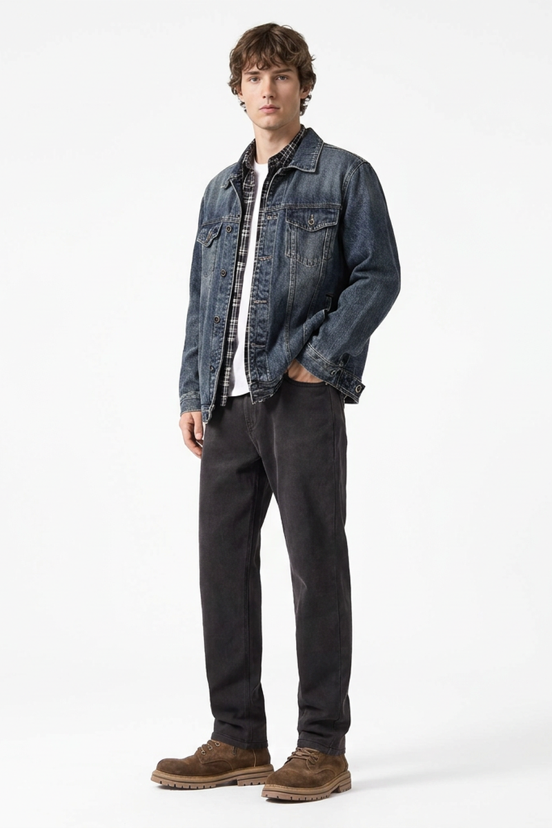Men's Premium Vintage Wash Stretch Tapered Jeans
