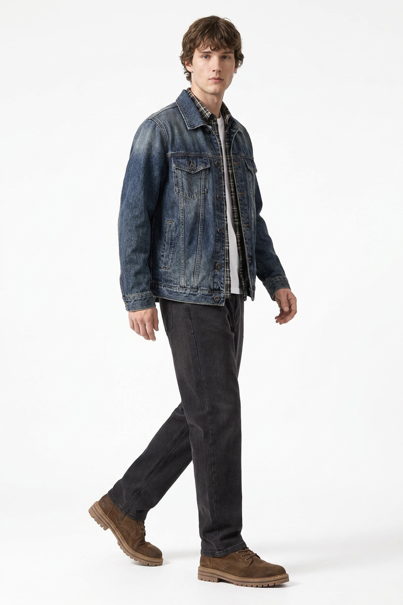 Men's Premium Vintage Wash Stretch Tapered Jeans