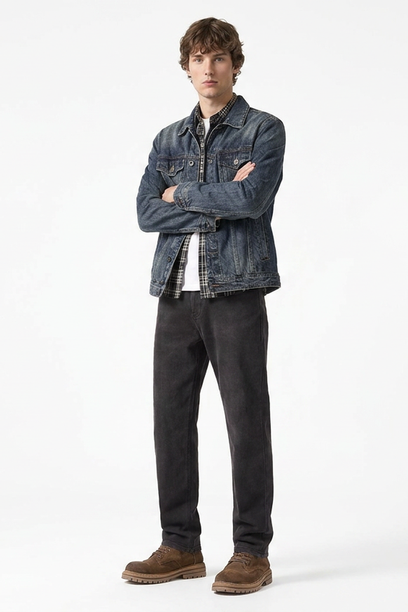 Men's Premium Vintage Wash Stretch Tapered Jeans