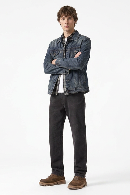 Men's Premium Vintage Wash Stretch Tapered Jeans
