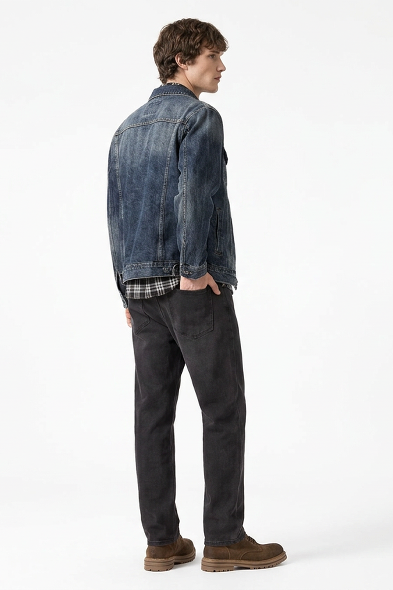 Men's Premium Vintage Wash Stretch Tapered Jeans