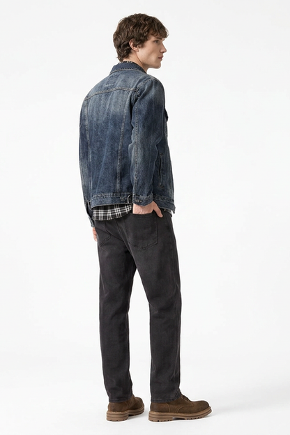 Men's Premium Vintage Wash Stretch Tapered Jeans