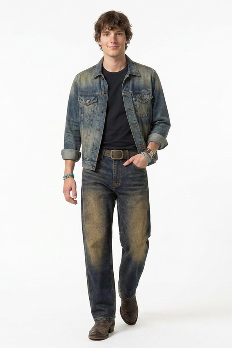 Men's Vintage Wash Stretch Tapered Jeans