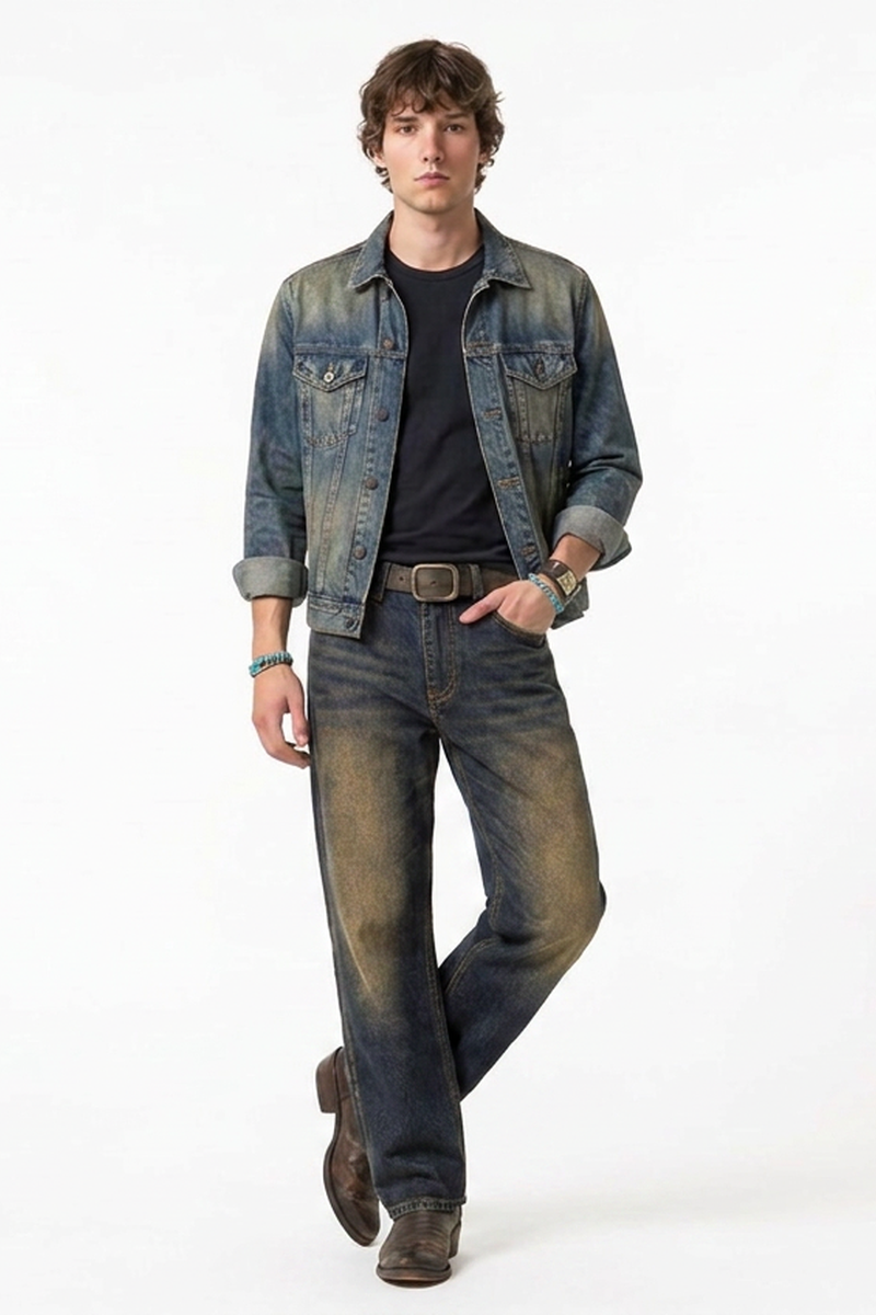 Men's Vintage Wash Stretch Tapered Jeans