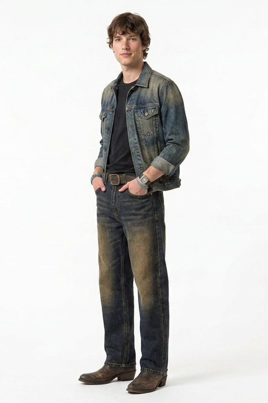 Men's Vintage Wash Stretch Tapered Jeans