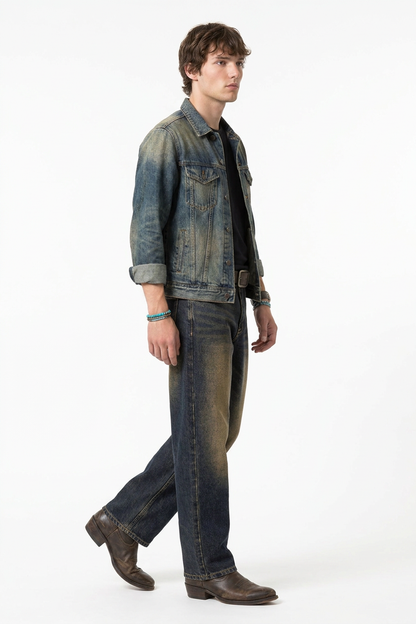 Men's Vintage Wash Stretch Tapered Jeans