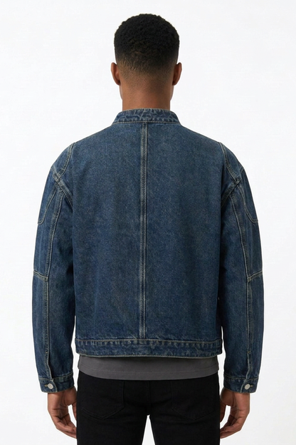 Men's Vintage Dark Blue Denim Jacket