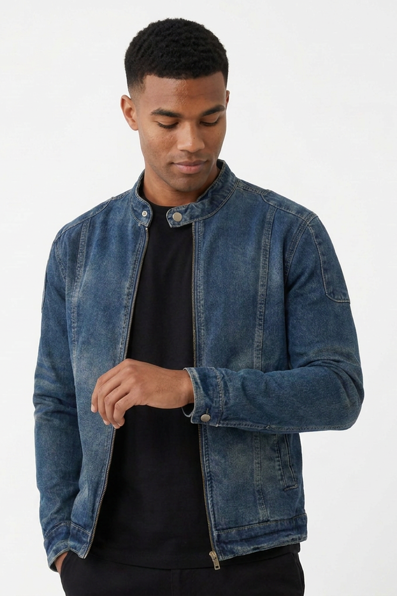 Men's Vintage Washed Blue Denim Jacket