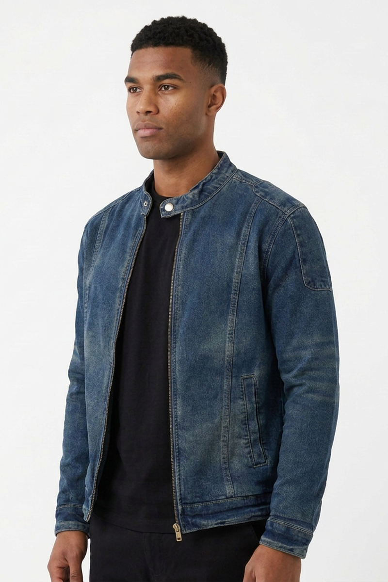 Men's Vintage Washed Blue Denim Jacket