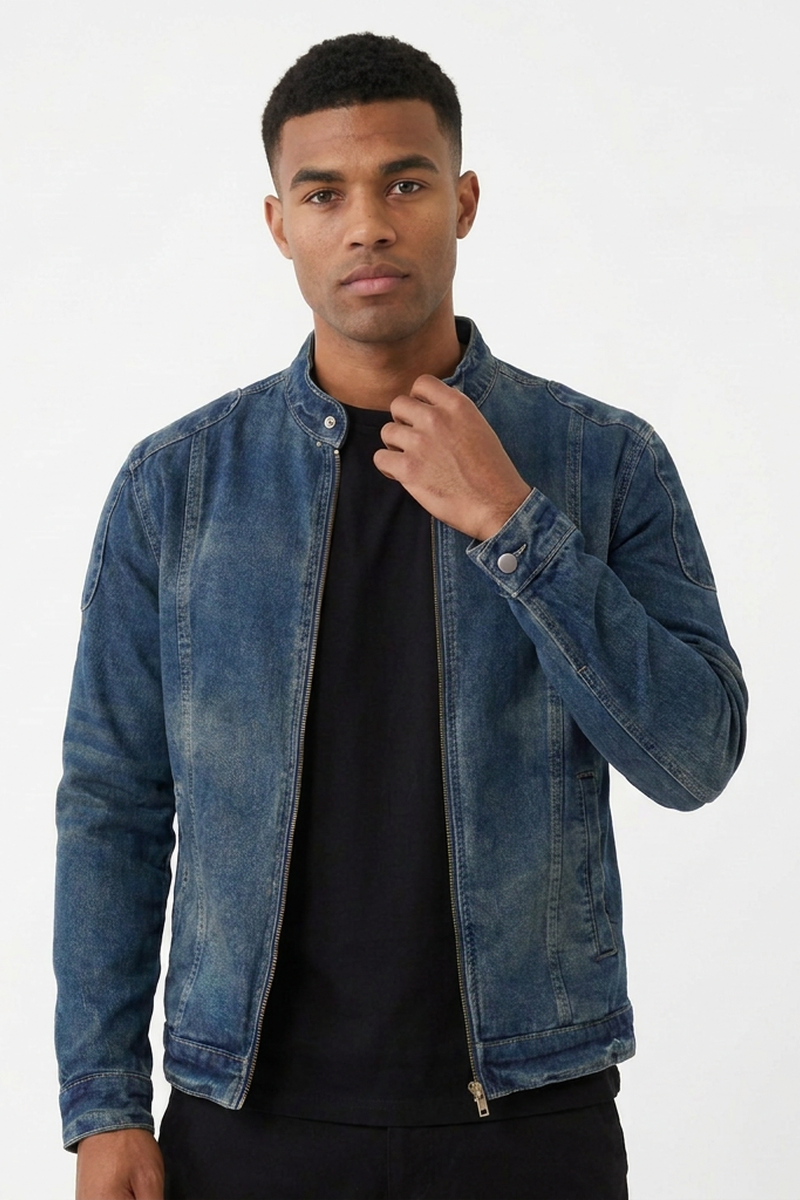 Men's Vintage Washed Blue Denim Jacket