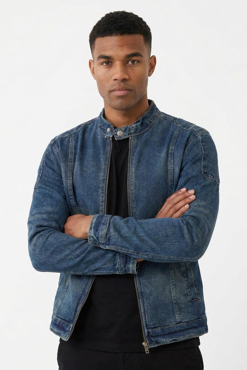 Men's Vintage Washed Blue Denim Jacket