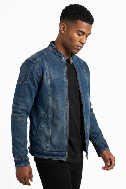 Men's Vintage Washed Blue Denim Jacket