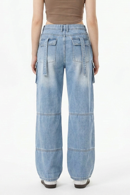 Women's Vintage Distressed Cargo Jeans