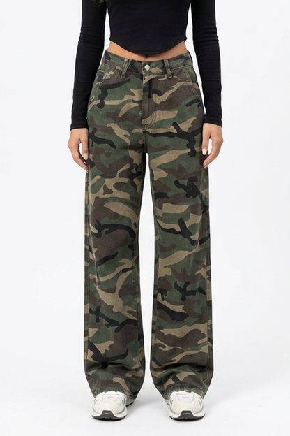 Women's Vintage Camo Wide-Leg Jeans