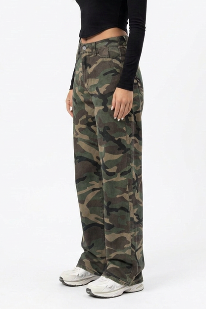 Women's Vintage Camo Wide-Leg Jeans