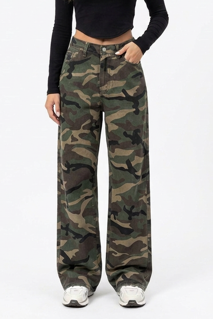 Women's Vintage Camo Wide-Leg Jeans