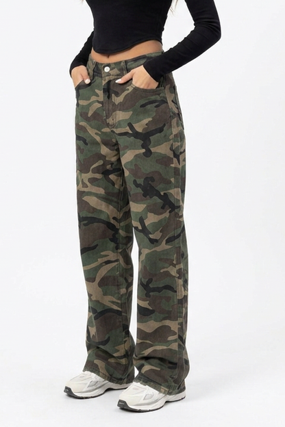 Women's Vintage Camo Wide-Leg Jeans