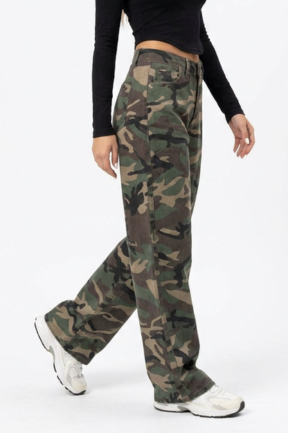 Women's Vintage Camo Wide-Leg Jeans
