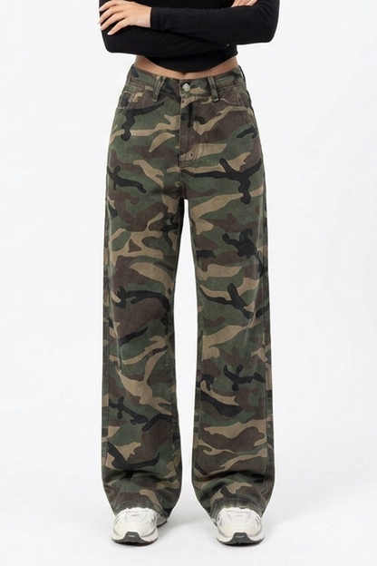 Women's Vintage Camo Wide-Leg Jeans